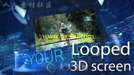 三维荧屏柱旋转视频文字展示幻灯片AE模板 Videohive 3D Carousel Looped 18197610的图片1