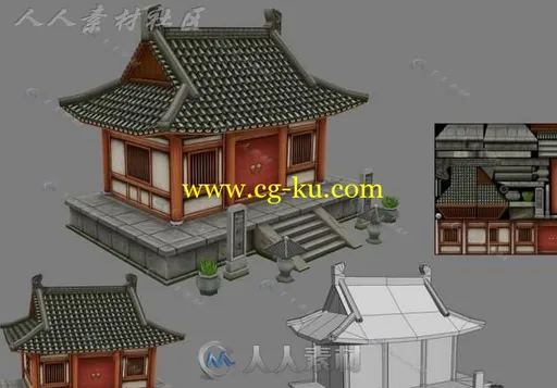 武侠古代精致小房子3D场景模型的图片1