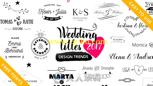 浪漫优雅婚礼主题标题排版动画展示幻灯片AE模板 Videohive Wedding Titles 16778091的图片1