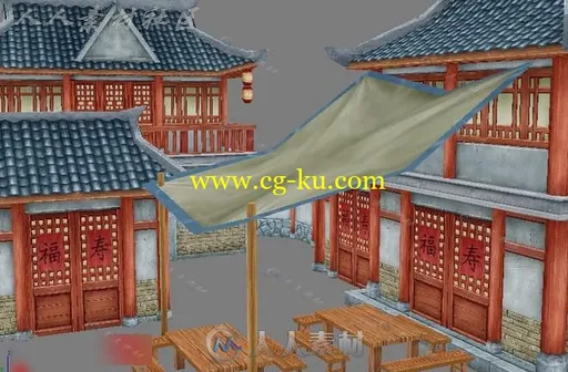 武侠类游戏古代客栈3D场景模型的图片2