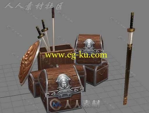 古代武器箱子3D模型的图片1