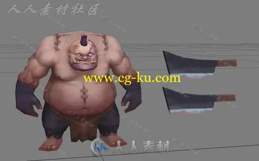 丑陋强壮的兽人屠夫3D模型的图片1