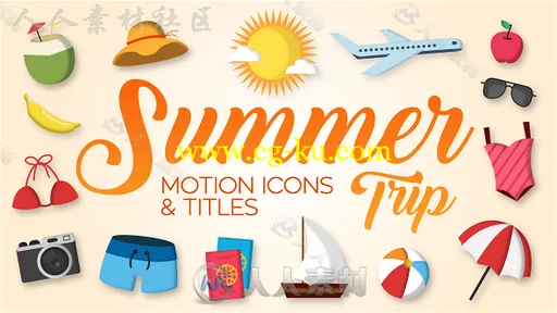 夏季旅行运动图标和标题展示幻灯片AE模板 Videohive Summer Trip - Motion Ico的图片1