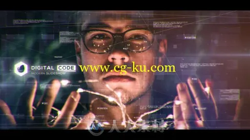 科技感数字代码视差幻灯片相册动画AE模板 Videohive Digital Code Slideshow 2的图片1