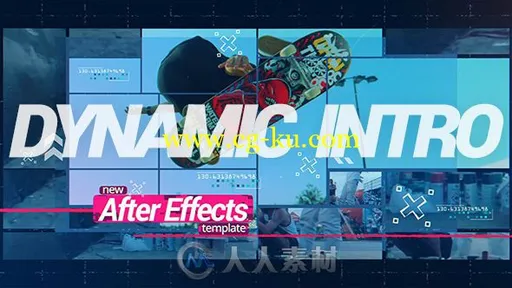 现代动感有节奏的体育运动展示幻灯片AE模板 Videohive Dynamic Intro 20241161的图片1