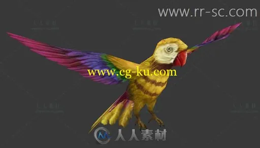 现实可爱小鹦鹉3D模型的图片1