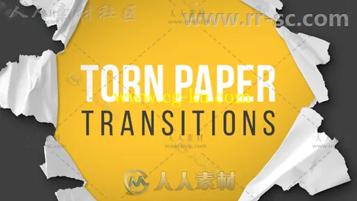 创意动感纸张撕开转场效果展示幻灯片AE模板 Videohive Torn Paper Transitions Re的图片1