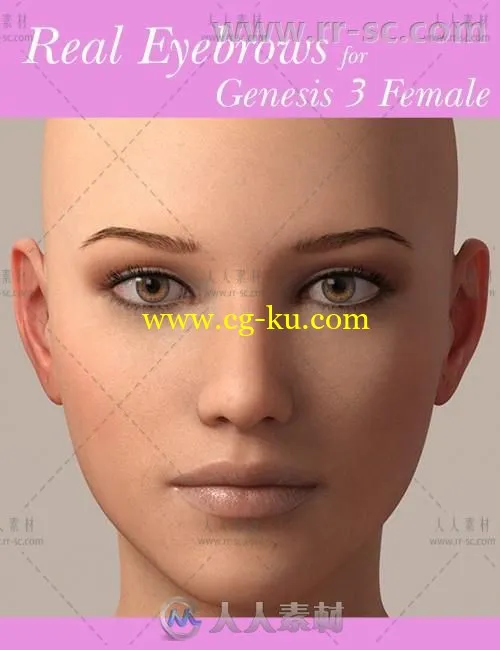 女性角色完整真实的自定义眉毛形状3D模型合辑的图片1