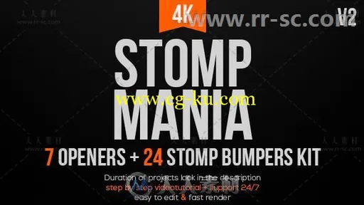 时尚动感大气文字图片快速展示影视开场视频包装AE模板Videohive Stomp Mania 2011的图片1