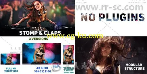 时尚动感图文排版切换展示影视开场视频包装AE模板Videohive Rhythmic Slides and的图片1