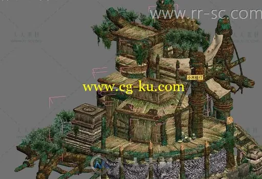 怪异个性的古藤建筑场景3D模型的图片1