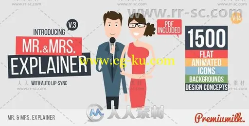 先生和夫人卡通角色解说动画视频元素AE模板 Videohive Mr&Mrs Explainer 15218209的图片1