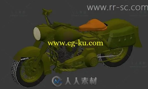 一个二战军用摩托车3D模型的图片1