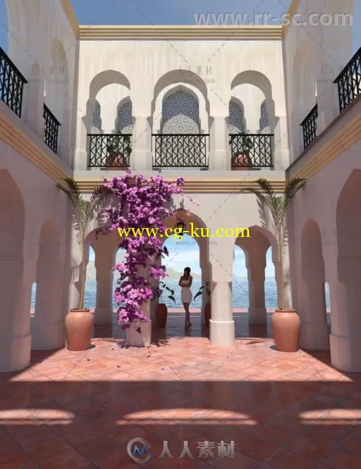 360度摩洛哥风格的庭院场景环境3D模型合辑的图片2
