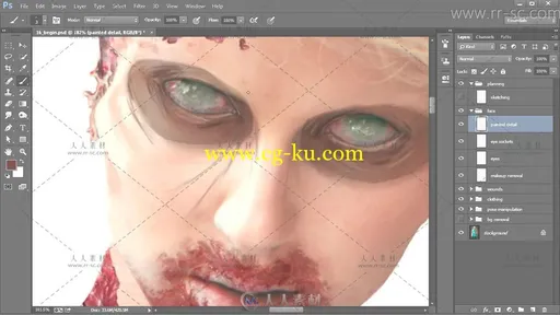 Photoshop 中的恐怖僵尸照片操作技巧视频教程的图片3