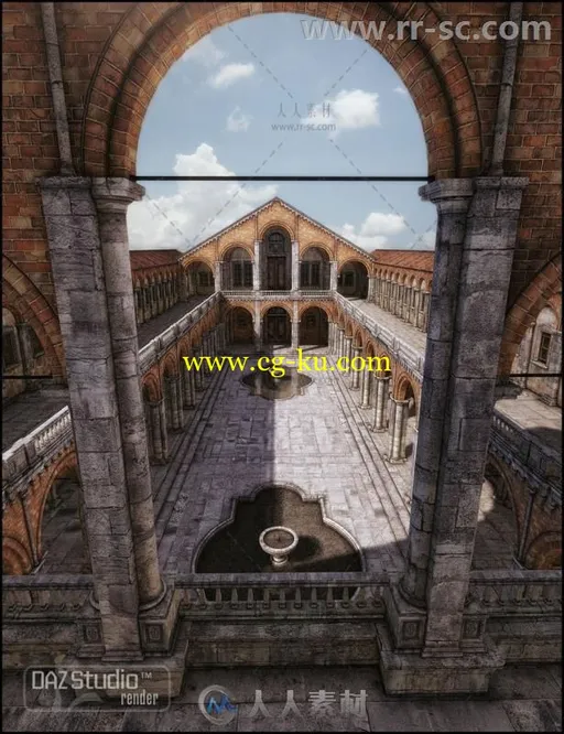 360度完整古典破旧的城堡环境3D模型合辑的图片4