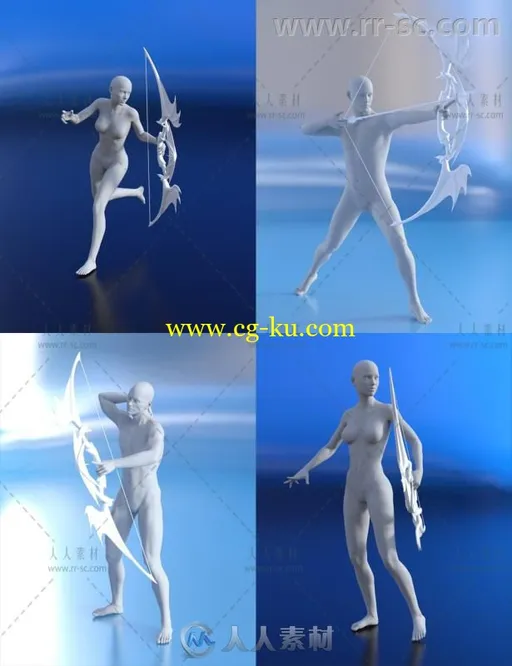 幻想男性女性射箭姿势造型3D模型合辑的图片1