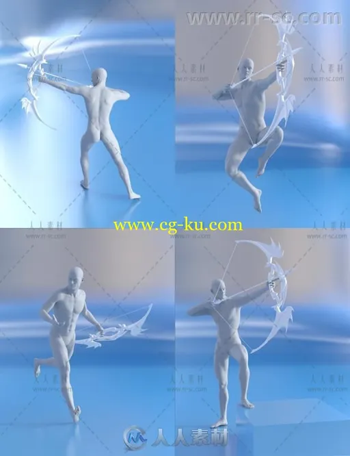 幻想男性女性射箭姿势造型3D模型合辑的图片5