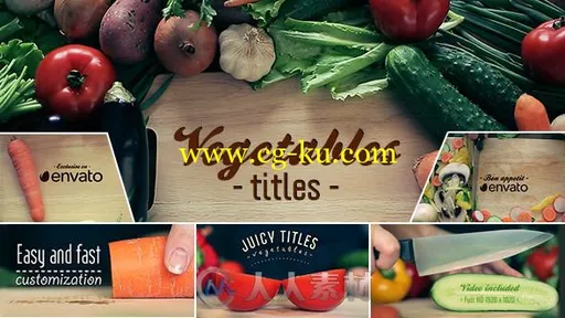 创意明亮美味的蔬菜展示标题动画视频包装AE模板Videohive Vegetables Titles 7502130的图片1