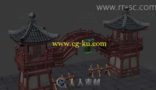 武侠类小阁楼哨岗3D模型的图片1