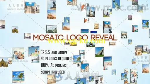 时尚优雅照片汇聚成马赛克动画标志展示Logo演绎AE模板Videohive Mosaic Logo Reve的图片1