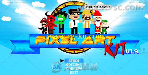 二维像素游戏卡通漫画人物角色场景创建工具AE模板 Videohive Pixel Art Kit V1的图片1