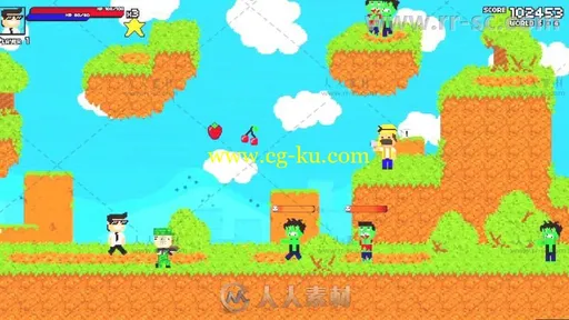 二维像素游戏卡通漫画人物角色场景创建工具AE模板 Videohive Pixel Art Kit V1的图片4