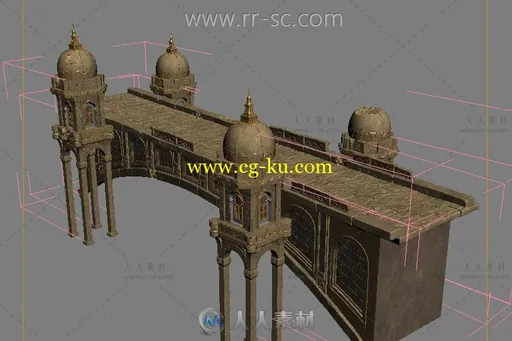 超精细黄金石桥游戏场景3D模型的图片1