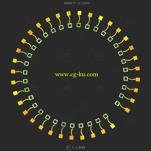 圆环上发光的小方块旋转效果动态视频素材的图片1