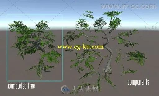 简单的树干树叶优化工具植物3D模型Unity游戏素材资源的图片1