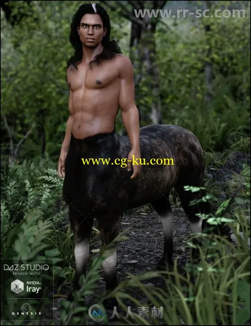黑皮肤的男性半人马部落战士角色3D模型合辑的图片1