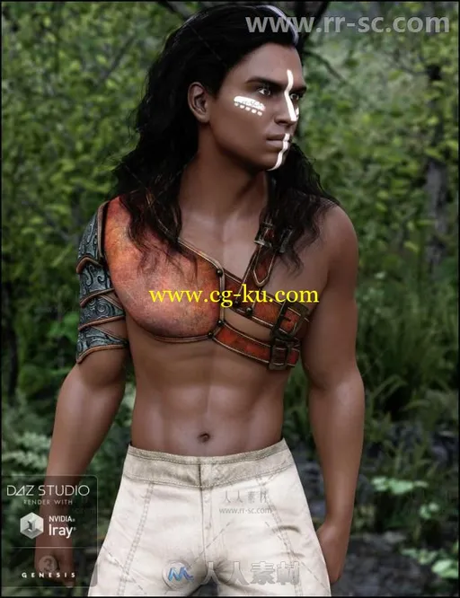 黑皮肤的男性半人马部落战士角色3D模型合辑的图片2