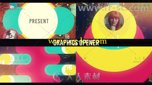 创意多彩动感图形展示照片视差幻灯片相册动画AE模板Videohive Graphics Opener 2的图片1