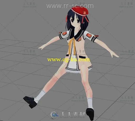 日式可爱女主角3D模型的图片1