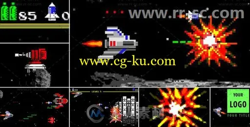 太空风格街机游戏介绍标志显示Logo演绎AE模板Videohive ogo Arcade Game 8 Bit 15的图片1