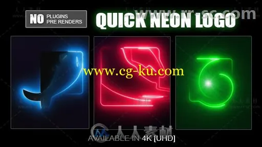 超酷的霓虹灯标志展示Logo演绎AE模板 Videohive Quick Neon Logo 19802614的图片1