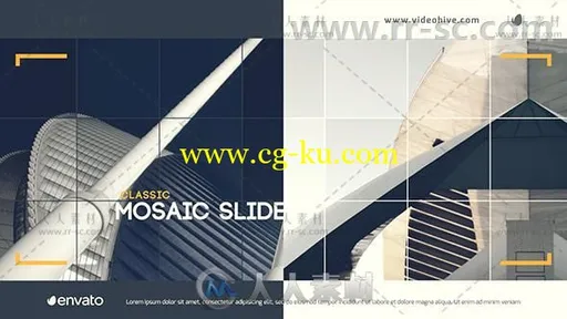 时尚优雅方块拼接马赛克风格照片展示幻灯片相册动画AE模板Videohive Classic Mosa的图片1