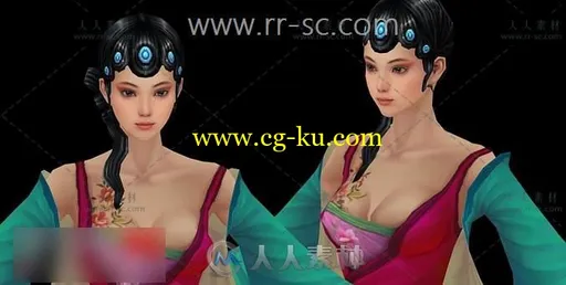 古代美女3D模型的图片1