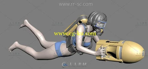 现实一个美女潜水员3D模型的图片1