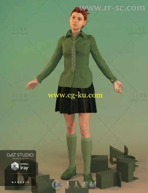 可爱的女学生角色和美丽的服装3D模型合辑的图片3