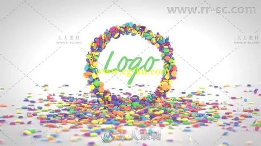 有趣多彩动态3D糖果圆圈炸开标志展示Logo演绎AE模板 Shoot Logo的图片3