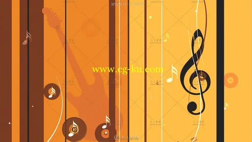 黄色音符和乐器背景转场划屏视频素材(带通道+音效+蒙板)的图片1