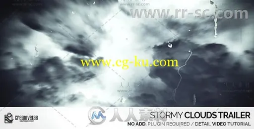 震撼暴风雨闪电云层穿梭标题展示影视预告片AE模板Videohive Stormy Clouds Traile的图片1