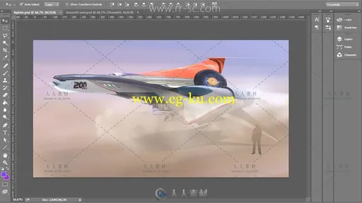 在Photoshop中创建一个科幻战机的概念插画视频教程的图片1