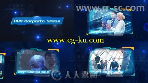 科技感HUD视频框企业公司宣传片视频包装AE模板Videohive HUD Corporate Slides 17的图片1