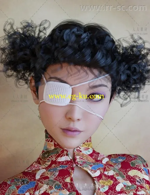 男性和女性美丽帅气的单眼眼罩3D模型合辑的图片1