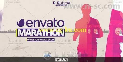 美丽的人物剪影奔跑动画马拉松体育运动片头AE模板Videohive Favorite Marathon Pa的图片1