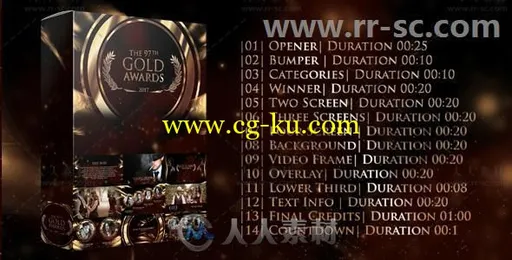 华丽金色奥斯卡颁奖典礼开场视频包装AE模板 Videohive Gold Awards 20268254的图片1