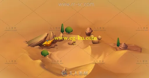 超逼真的沙漠地面场景3D模型的图片1