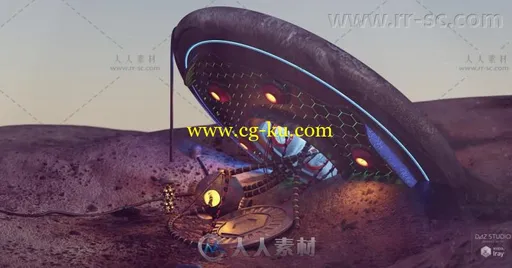 完整的UFO迫降现场场景环境3D模型合辑的图片2